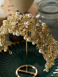 Golden Yellow Diamond Pearl Crown Hair Ornament