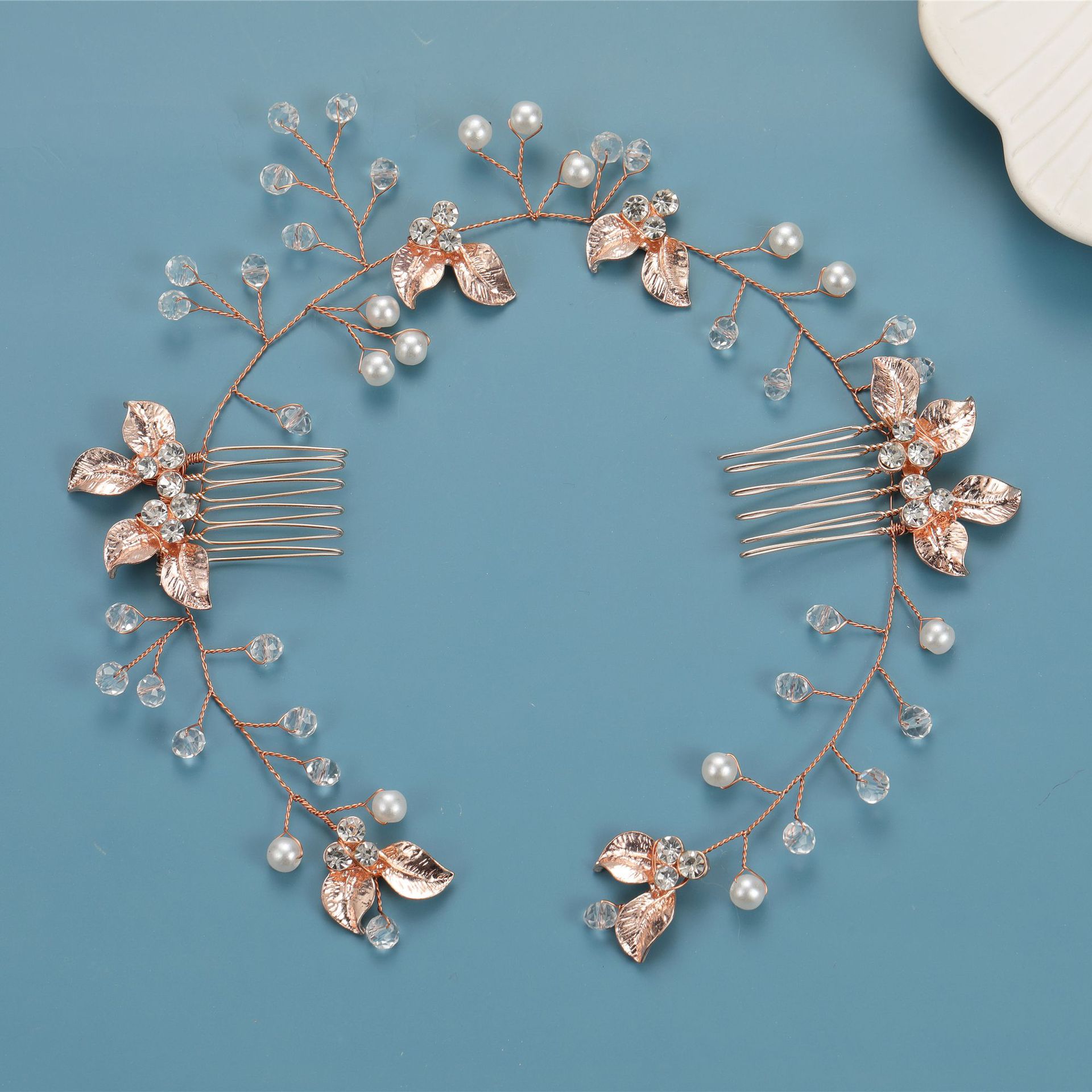 Mailang Handmade Golden Twisted Flower Hair Comb Headdress