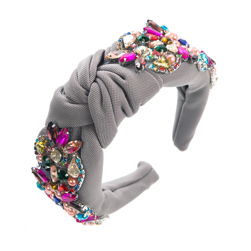 Fashion Baroque Heavy Industry Inlaid Glass Drill Pearl Headband