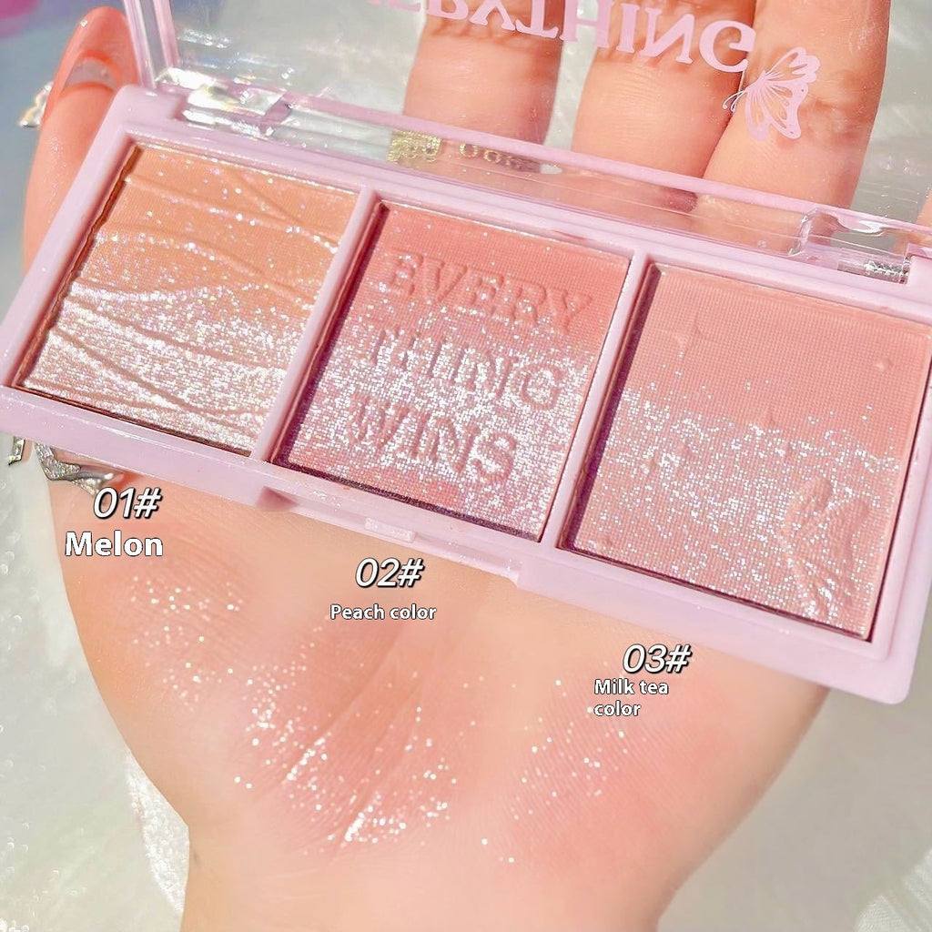 Secret Garden Gradient Three-color Pearlescent Blush Eye Shadow