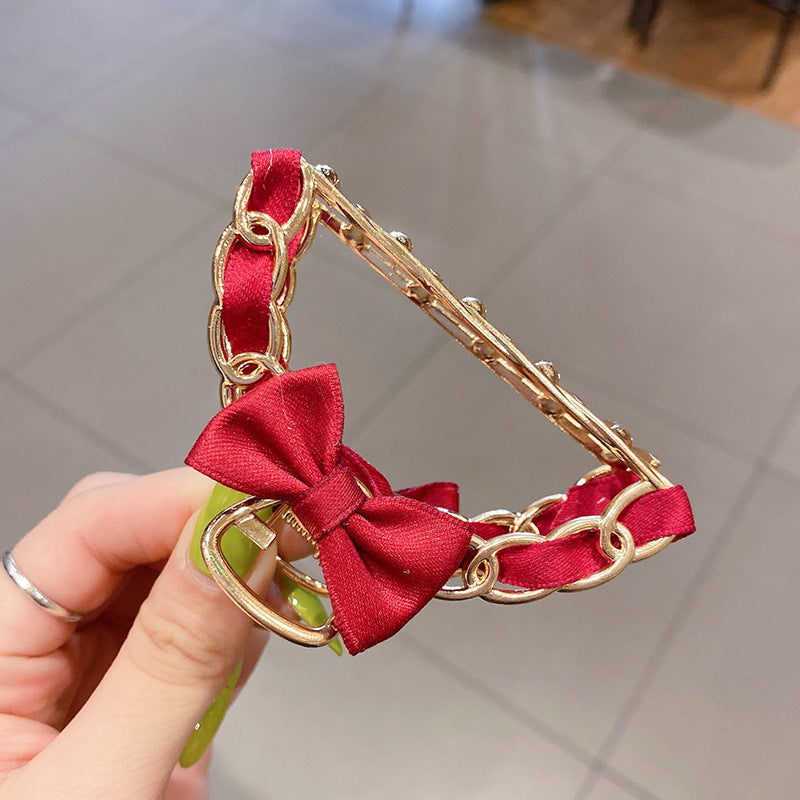 Net red metal hairpin large back head grabbing clip