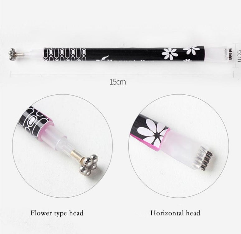 Double head magnetic pen plum blossom printing flower magnetic pen nail art