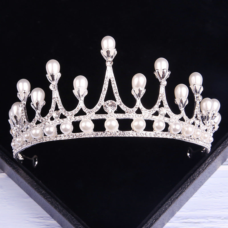 Bridal Crown Tiara Rhinestone Pearl Korean Wedding