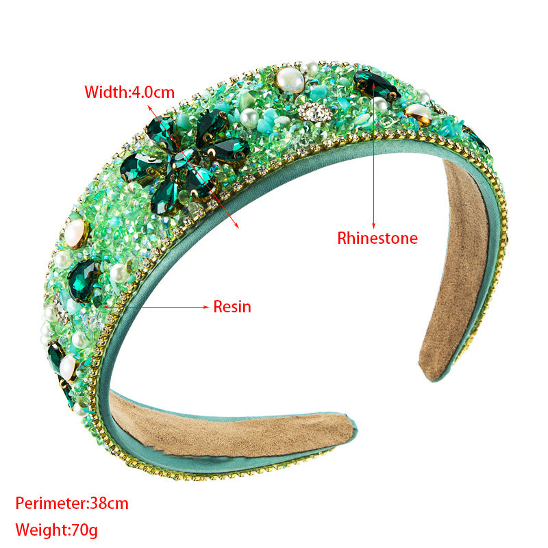 Diamond Resin Flower Cloth Wide Brim Headband