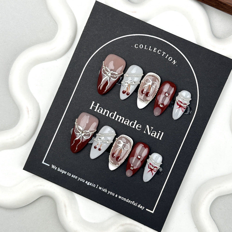 Handmade Hand-painted Bowknot Wear Nail Tip High Sense
