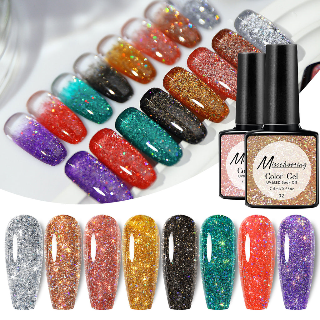 Misscheering Popular Diamond In The Debris Glue Sequins Laser UV Polish Nail Art