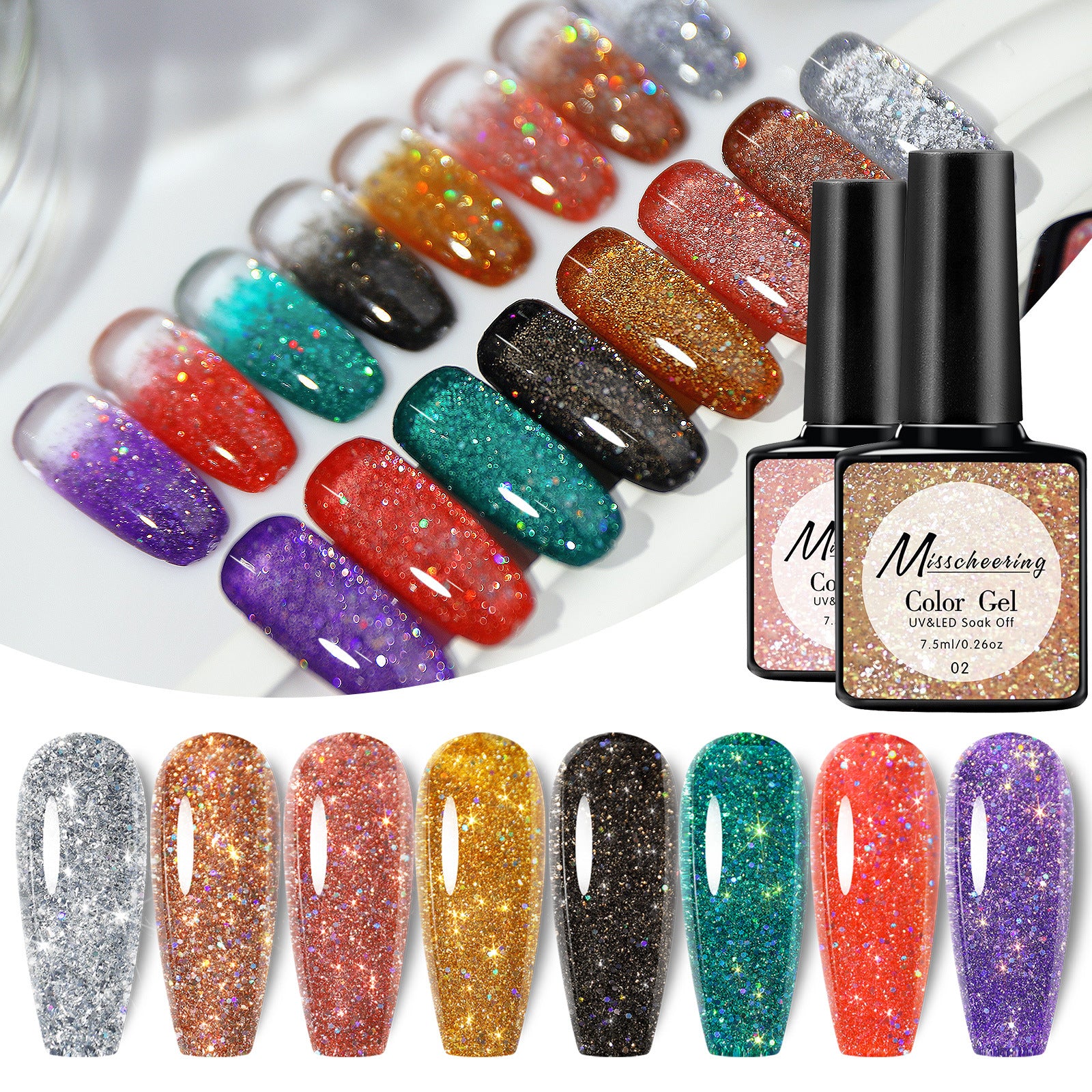 Misscheering Popular Diamond In The Debris Glue Sequins Laser UV Polish Nail Art