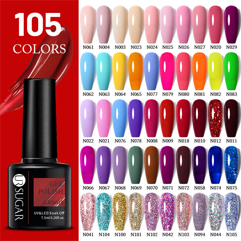 UR Sugar One Bottle One Color Gel Nail Polish Hot Sale Shimmering Powder Sequins Solid Color Phototherapy Plastic