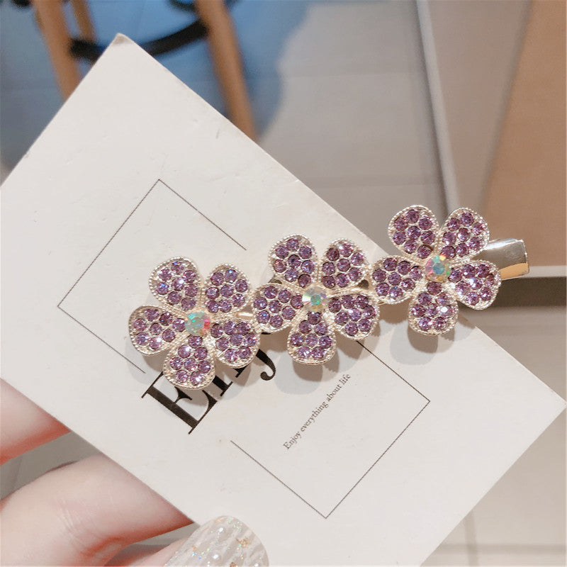 Purple flashing diamond girl full of diamond hair clips