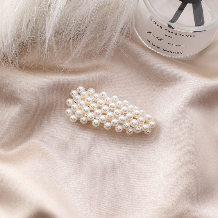Pearl hairpin simple and practical personality triangle side clip
