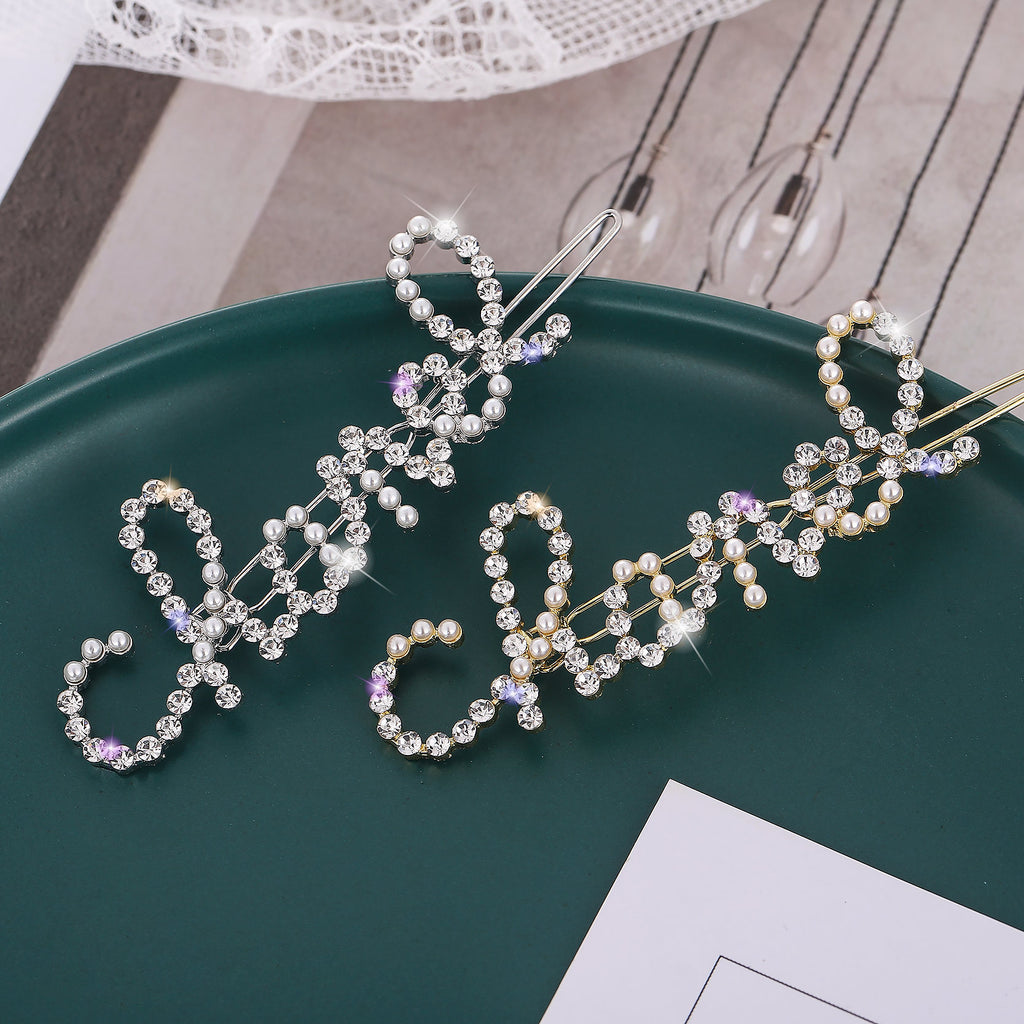 Small Fragrance Letter Pearl Rhinestone Frog Clip