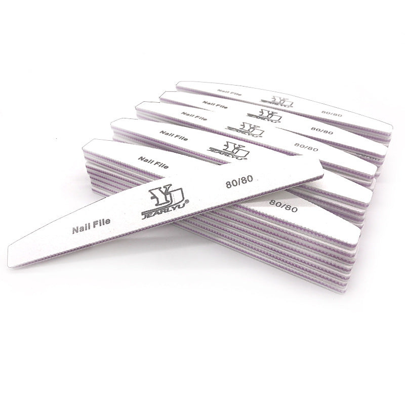JearlYu High Quality Double-sided Half-month Nail File Strip Manicure Implement