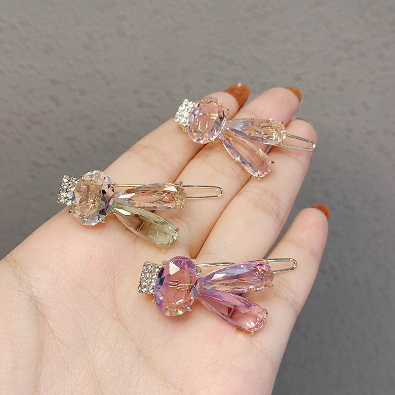Korean Premium Rabbit Crystal Hairpin Side Frog Buckle
