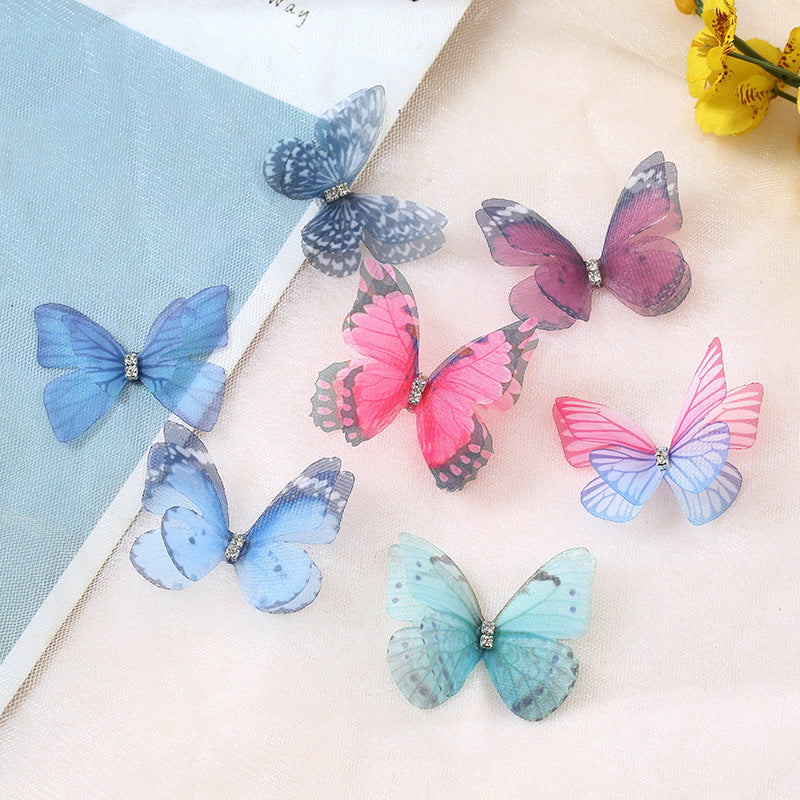 Three-dimensional tulle butterfly hairpin jewelry