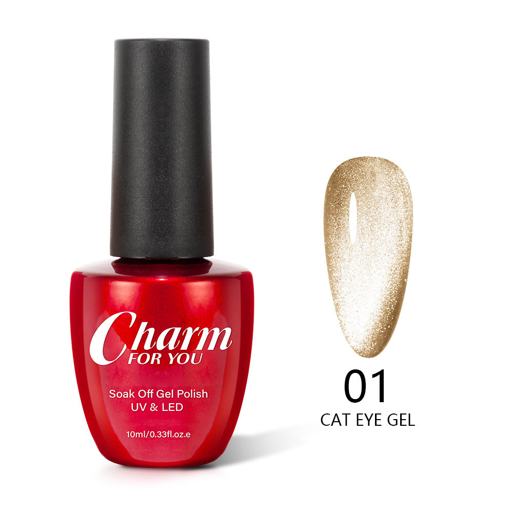 Charm New Crystal Cat Eye Series Nail Polish Gel Ice Transparent Silver White Wide Cat Eye Smoothie Moonstone Cat Eye Gel Polish