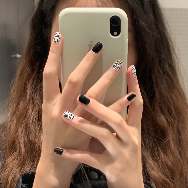Fake Nail Patch Finished Nail Sticker Nail Sticker Black And White