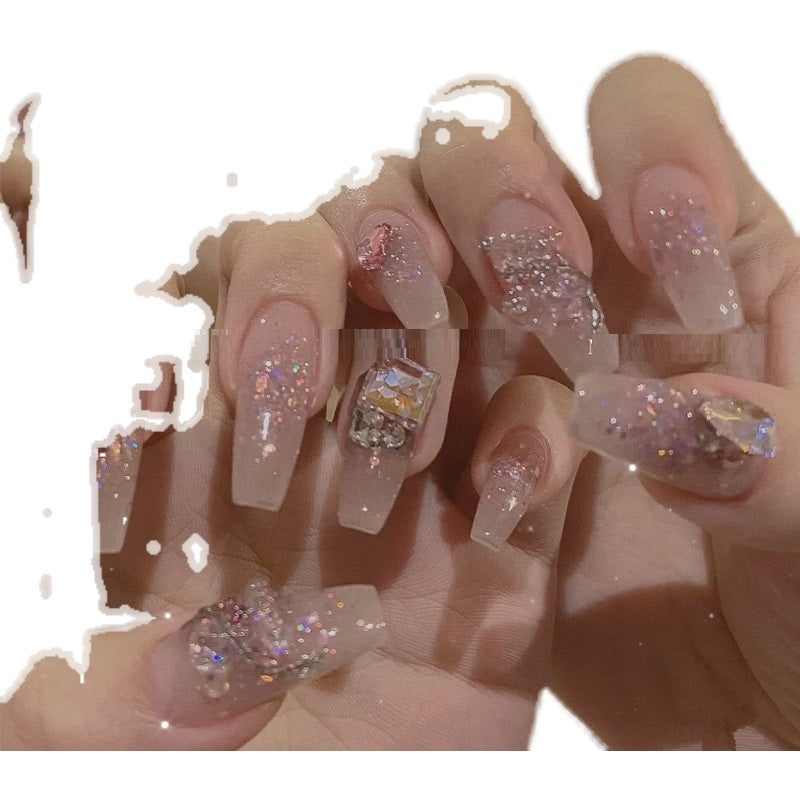Removable Chain Broken Diamond False Nail