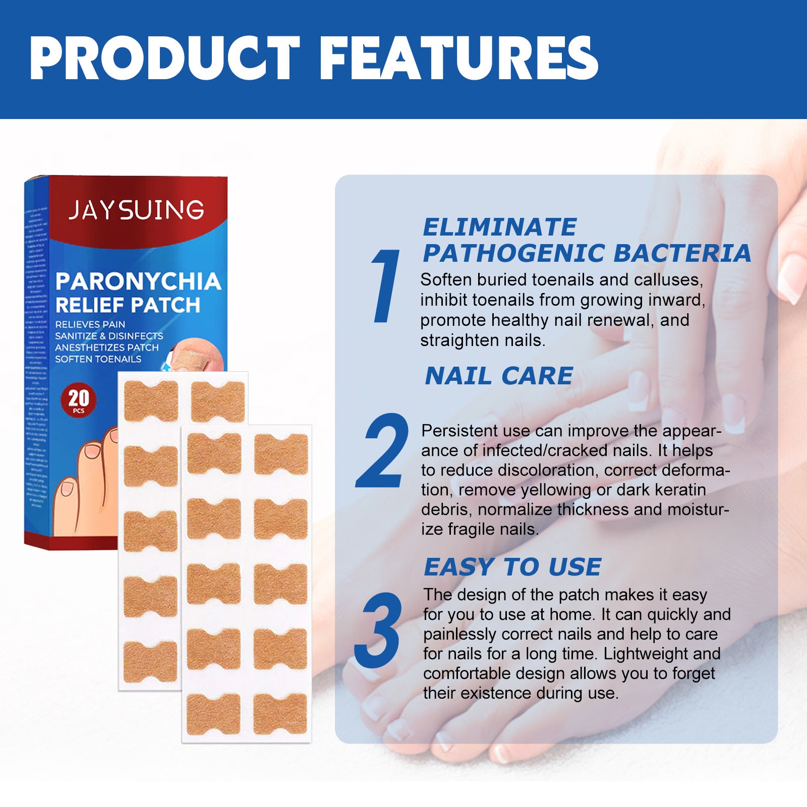Jaysuing Nail Groove Nursing Adhesive Bandage Repair Thickened Gray Nail Soft Nail Correction
