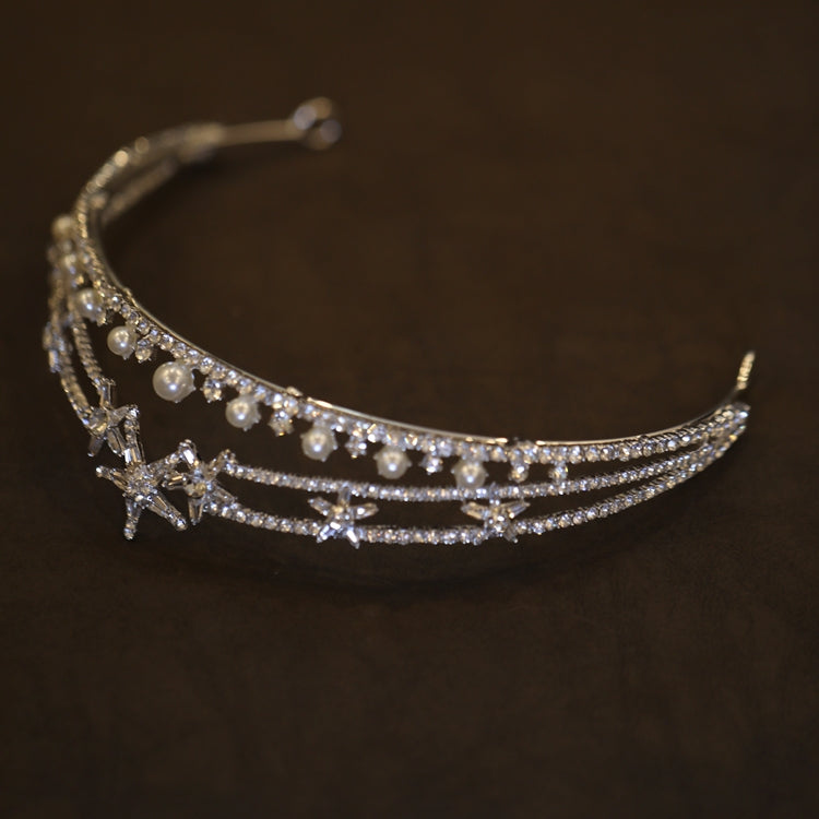 Women's Simple Elegant Pearl Crown Rhinestone Headband