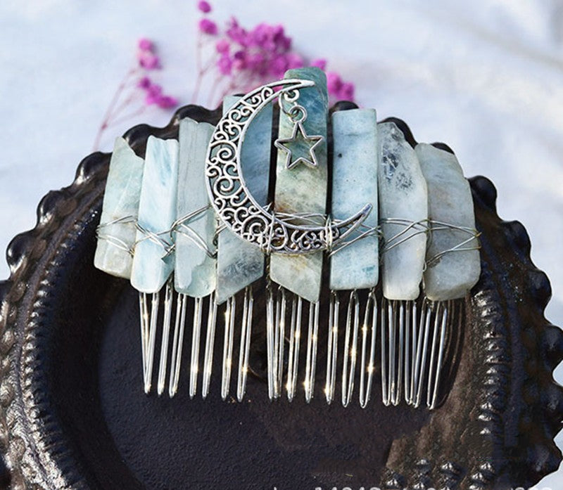 Premium Handmade Crown Moon Hollow Star Hair Comb