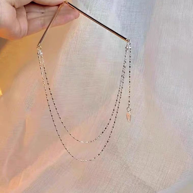 Double Hairpin Alloy Solid Color Hanfu Headdress Female