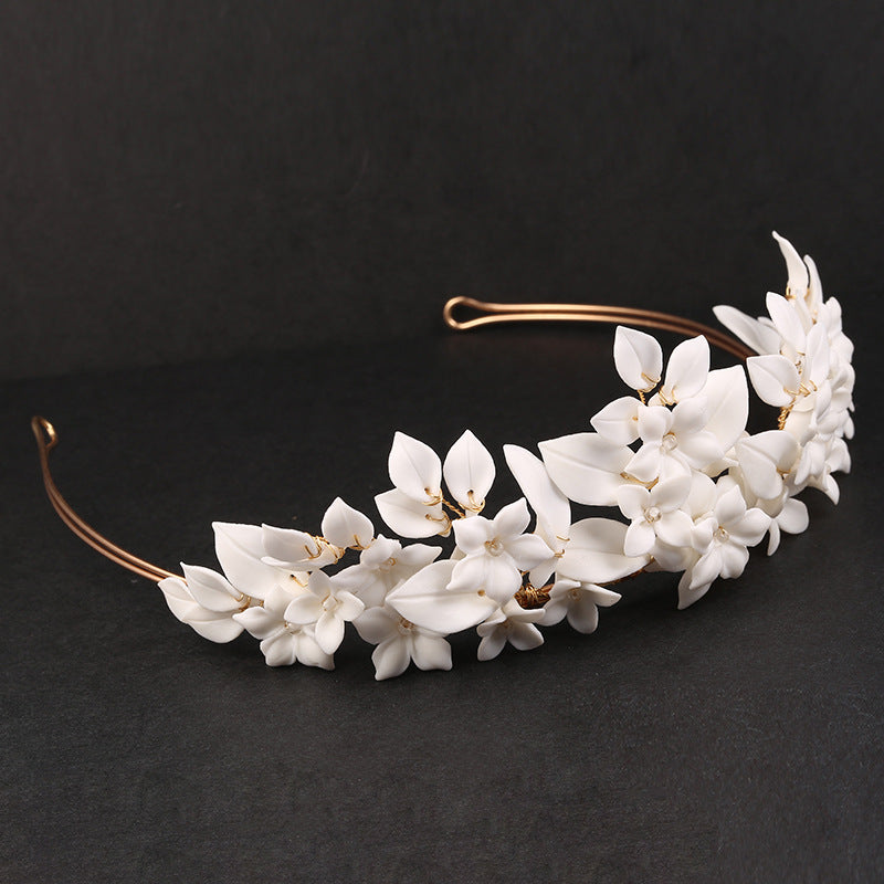 White Leaf Ceramic Flower Hair Decoration