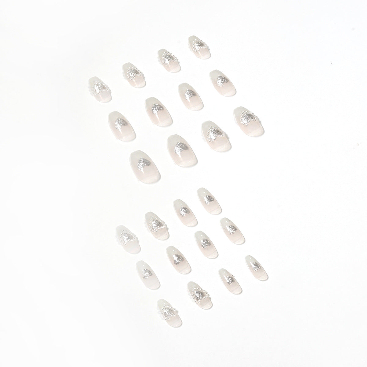 Elegant Gradient Gray Peach Heart Pearl Wear Finished Nail Beauty Removable Nail Tip