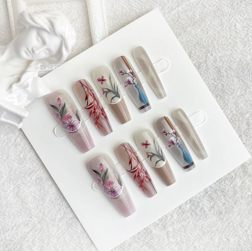 Press On Nails Ancient Chinese Style Sweet Cool Dark Wear Fake Nail Tip