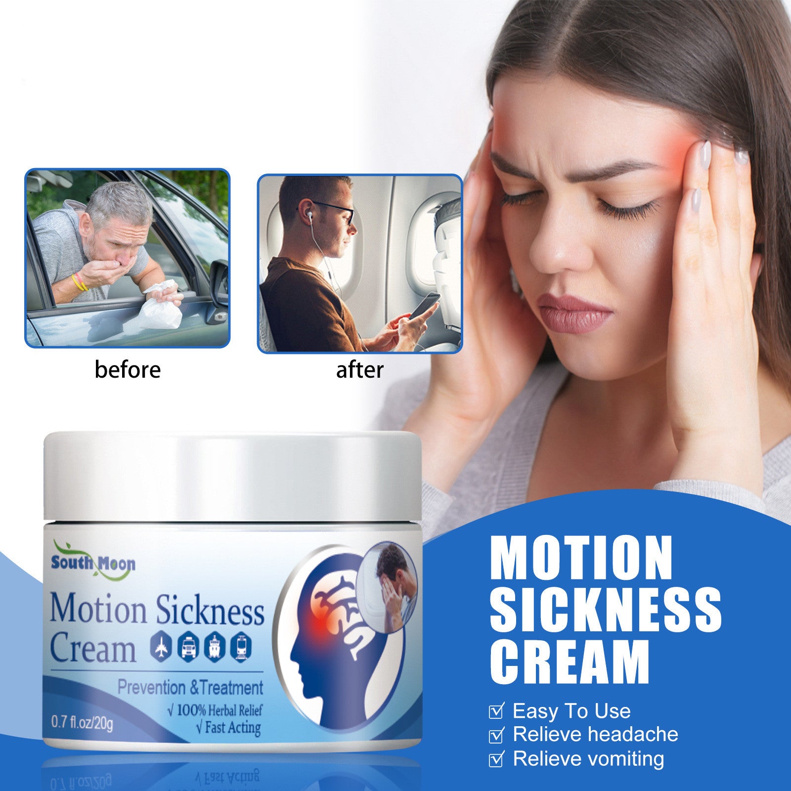 Carsickness Relief Cream Travel Portable