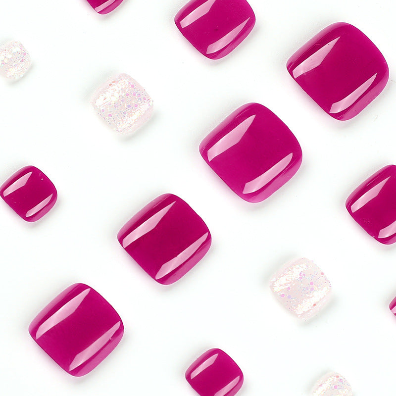 Wear Nail Polish Piece Rose Red Toenail Glitter White Short Nail Detachable