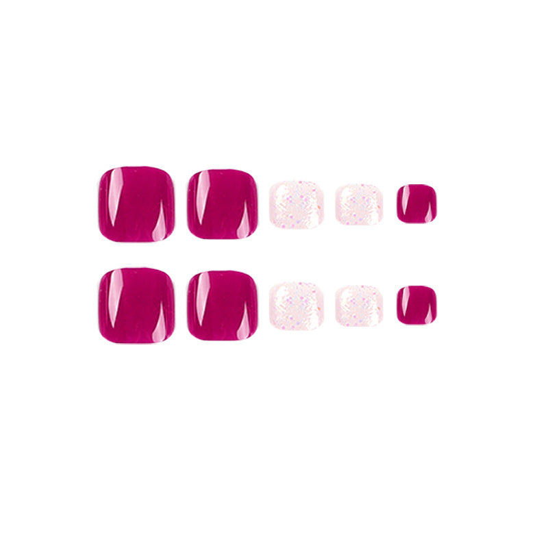 Wear Nail Polish Piece Rose Red Toenail Glitter White Short Nail Detachable
