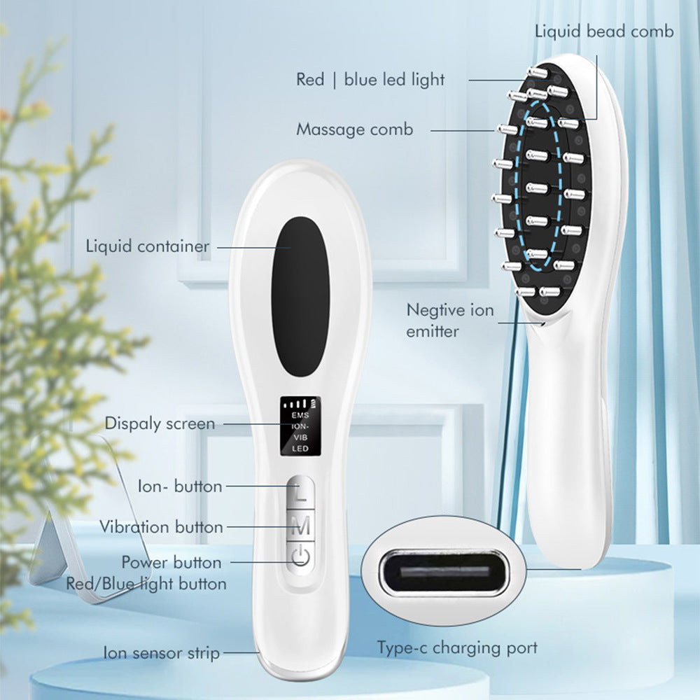 Electric Massage Comb Micro Current Red Blue Light Scalp Import Massage Instrument