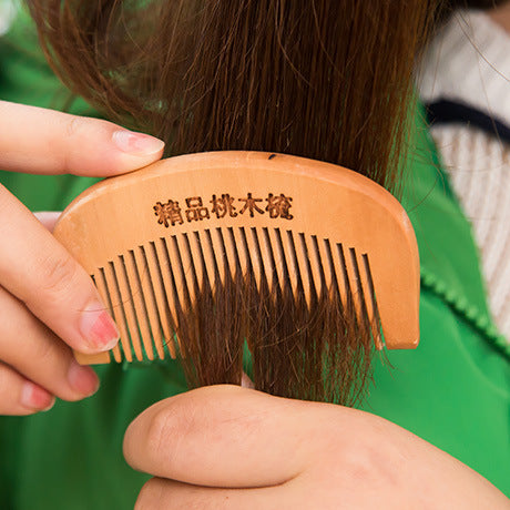 Thickened Dense Tooth Comb Massage Anti-static Round Teeth Wooden Comb