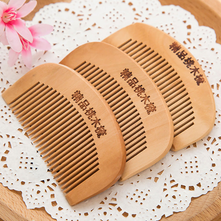Thickened Dense Tooth Comb Massage Anti-static Round Teeth Wooden Comb