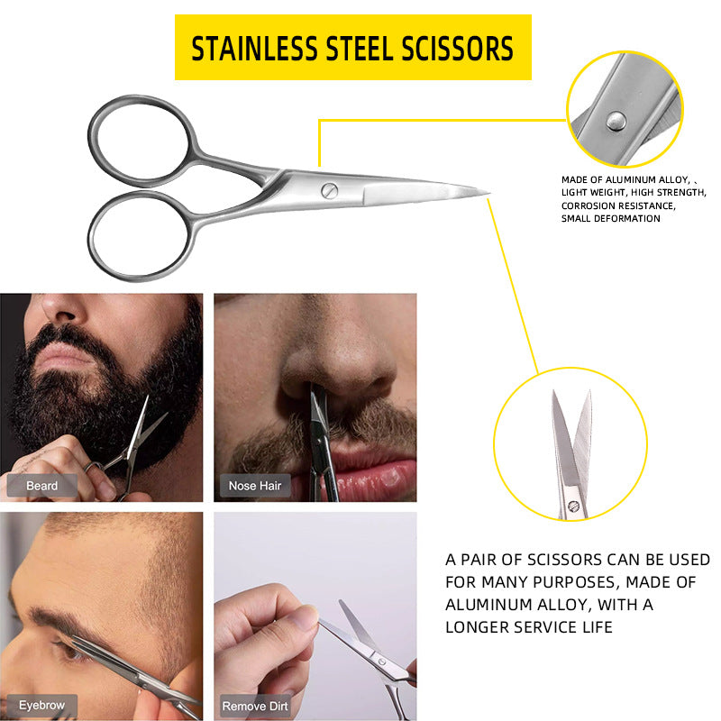 Men's Beard Trimming Cleaning Scissors Comb Suit