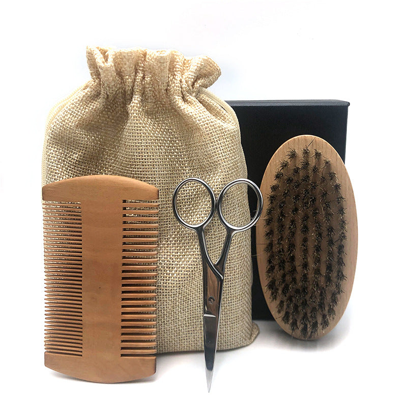 Men's Beard Trimming Cleaning Scissors Comb Suit
