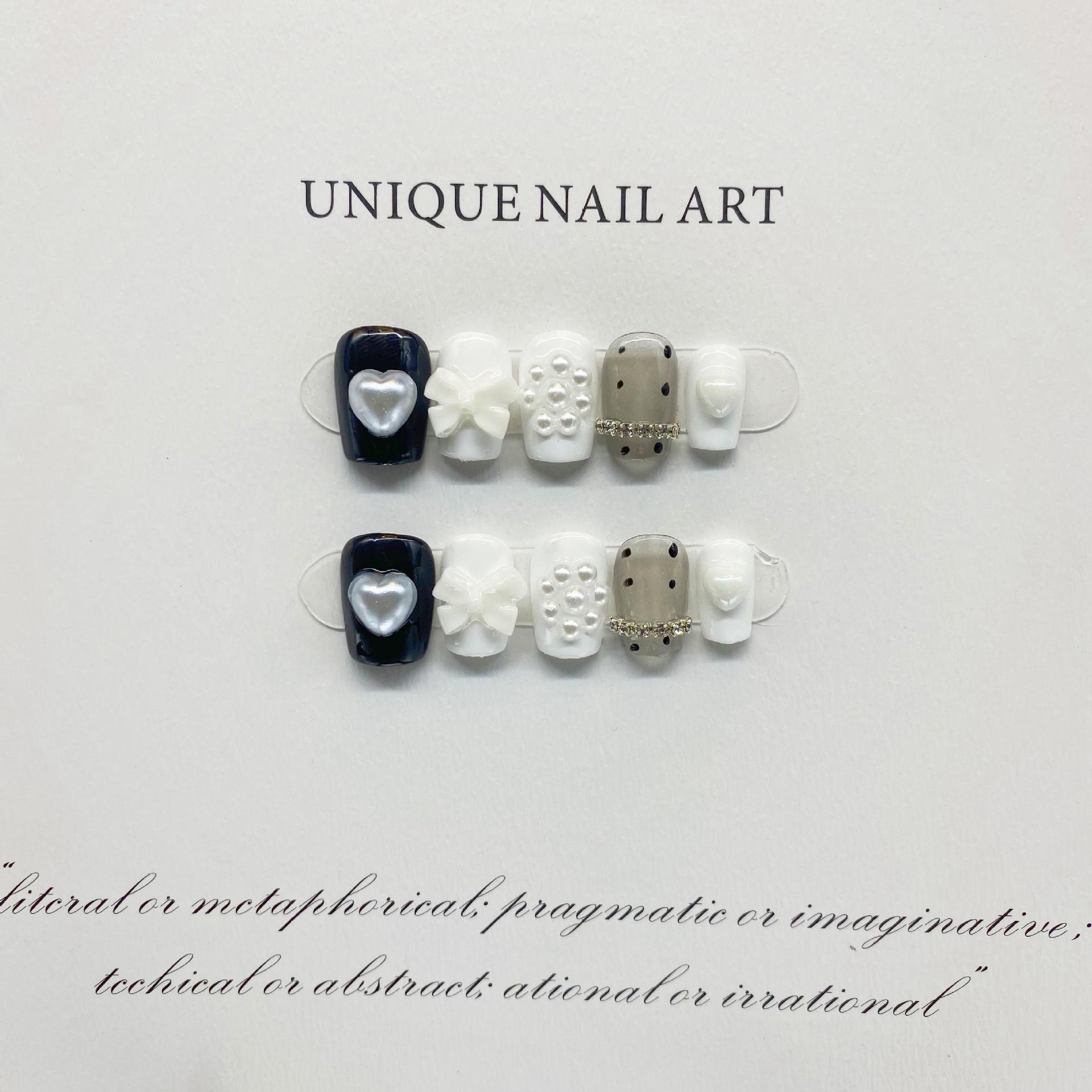 Black And White Cute Women's Handmade Nail Patch