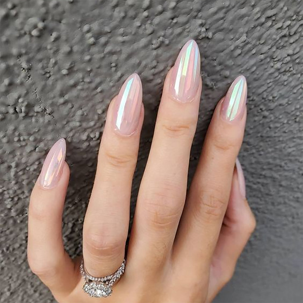 European And American Wear Nail Manicure Electroplated Almond Pink