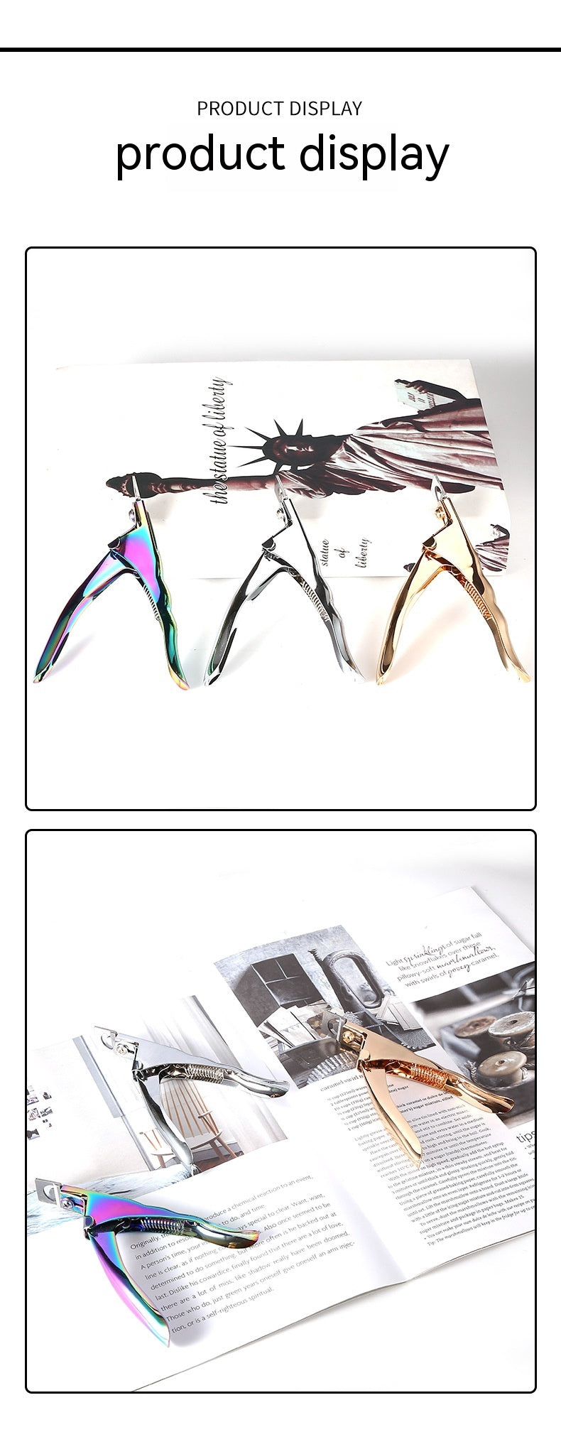 Edge Cutter Flat Mouth U-shaped Scissors Nail Tip Pliers Extension Nail Trimming Tool