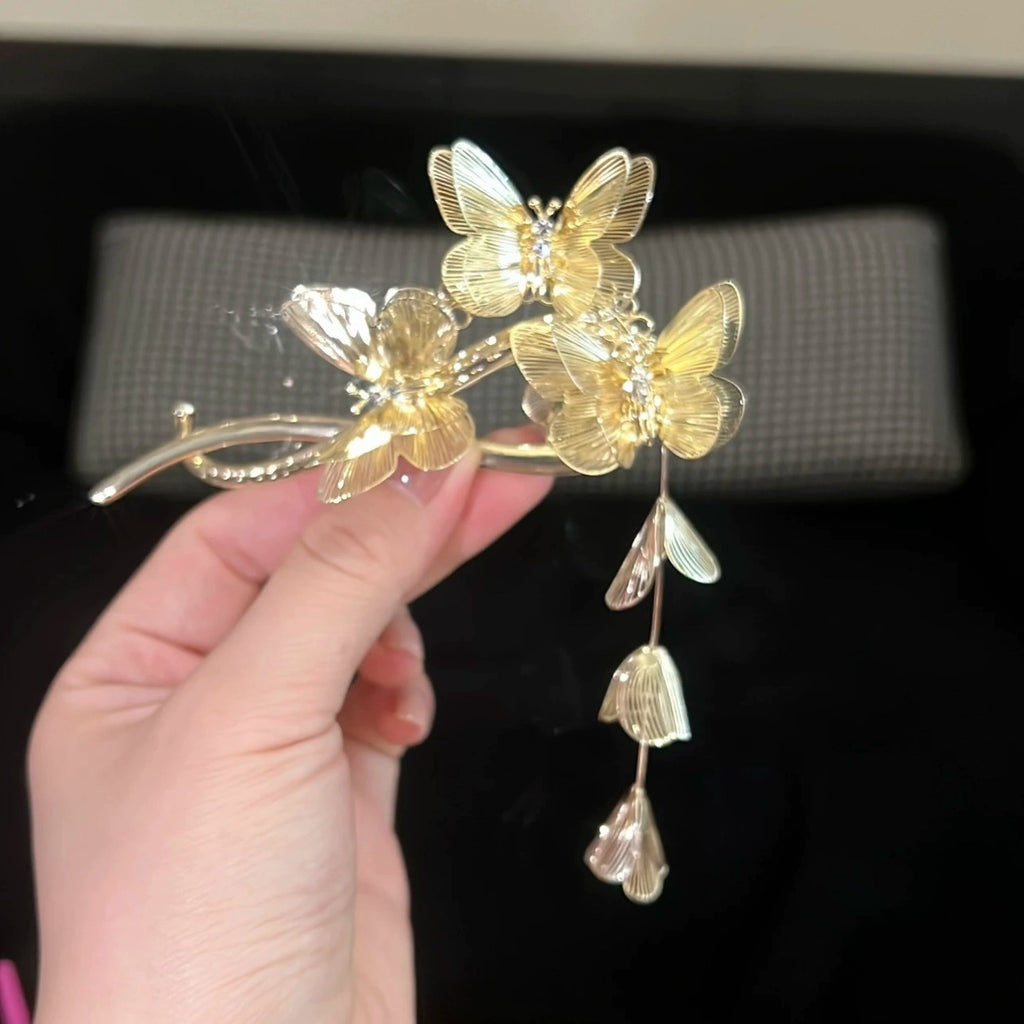 Butterfly Tassel Flowers Hair Clasp Banana Clip