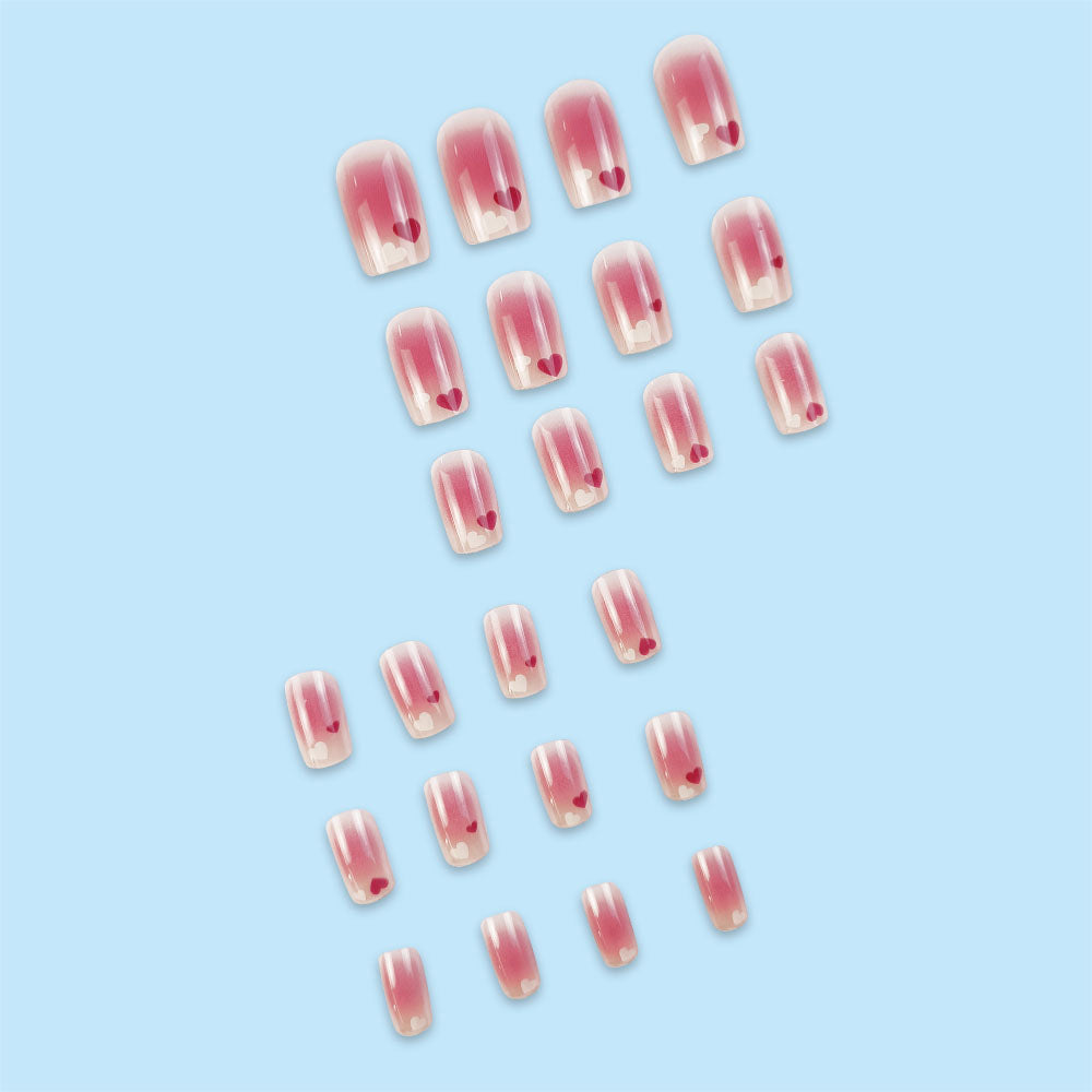 Red And White Love Gradient Sweet And White Nail Stickers