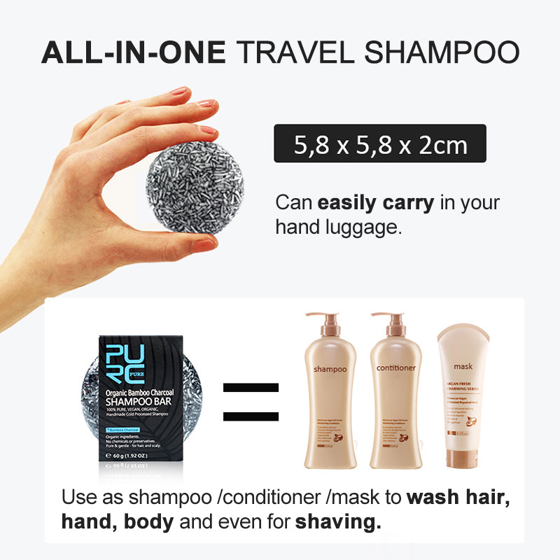 PURE Hand-extracted bamboo charcoal shampoo soap