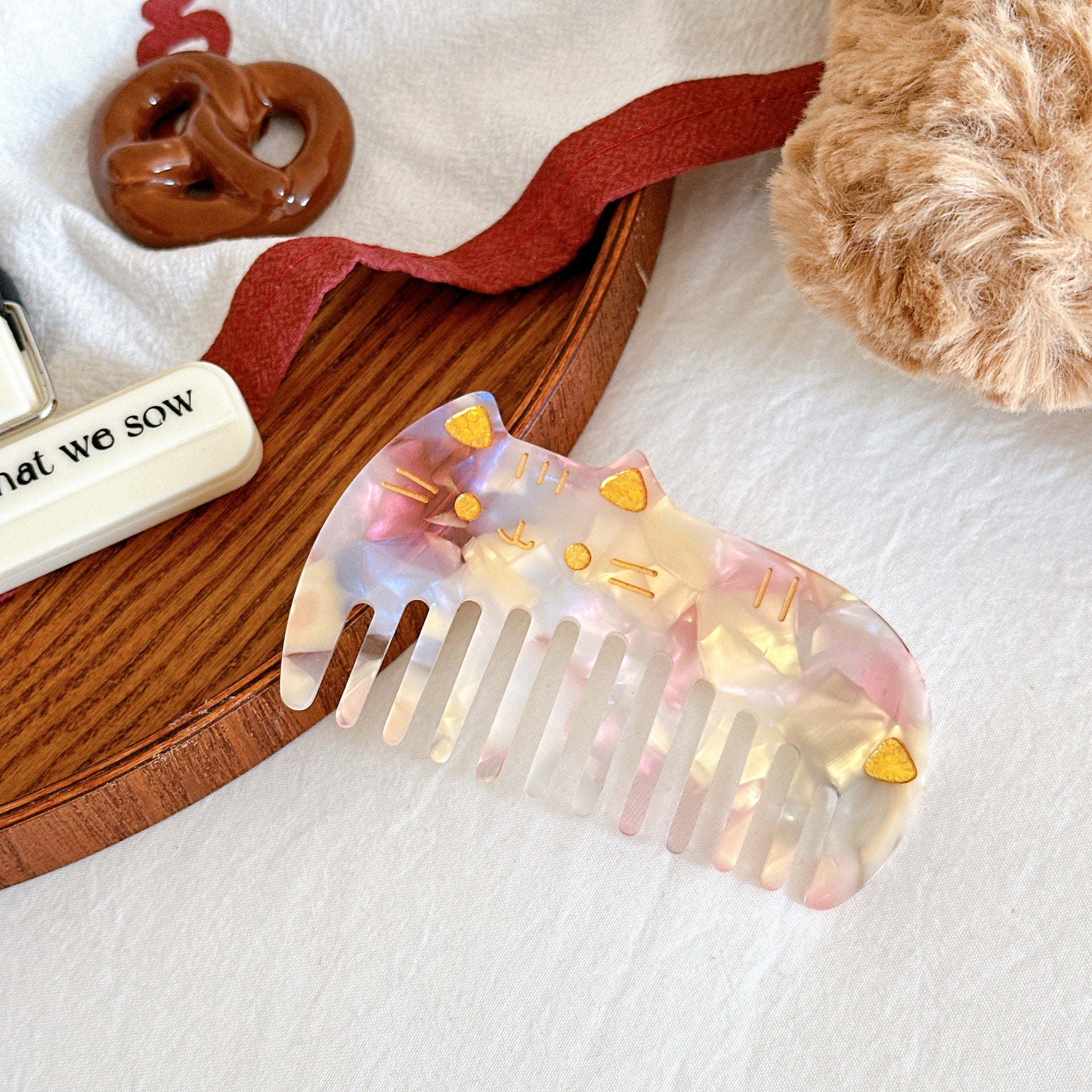 Retro Acetate Portable Cute Cat Comb