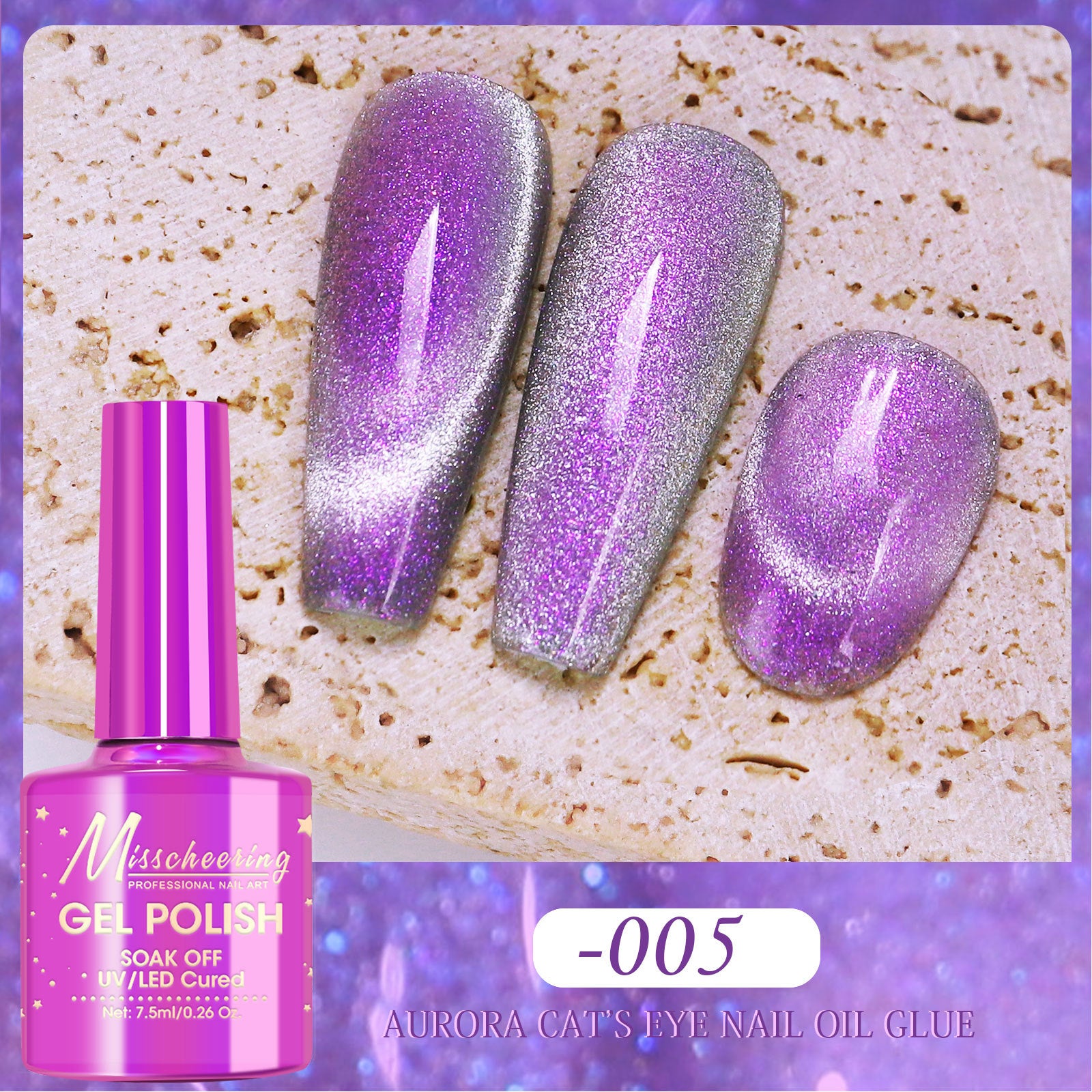 Misscheering Polar Day Crystal Cat's Eye Dazzling Magic Color Nail Polish