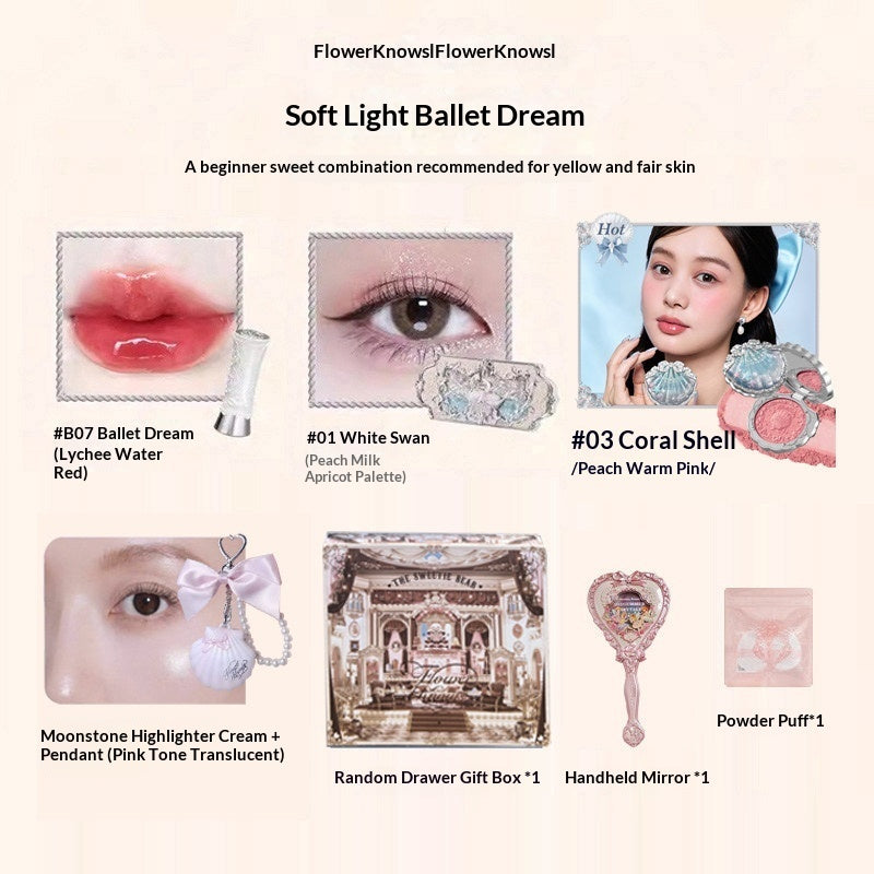 Flower knows Lipstick Blush And Eyeshadow Palette Makeup Beauty Enhancing Gift Set
