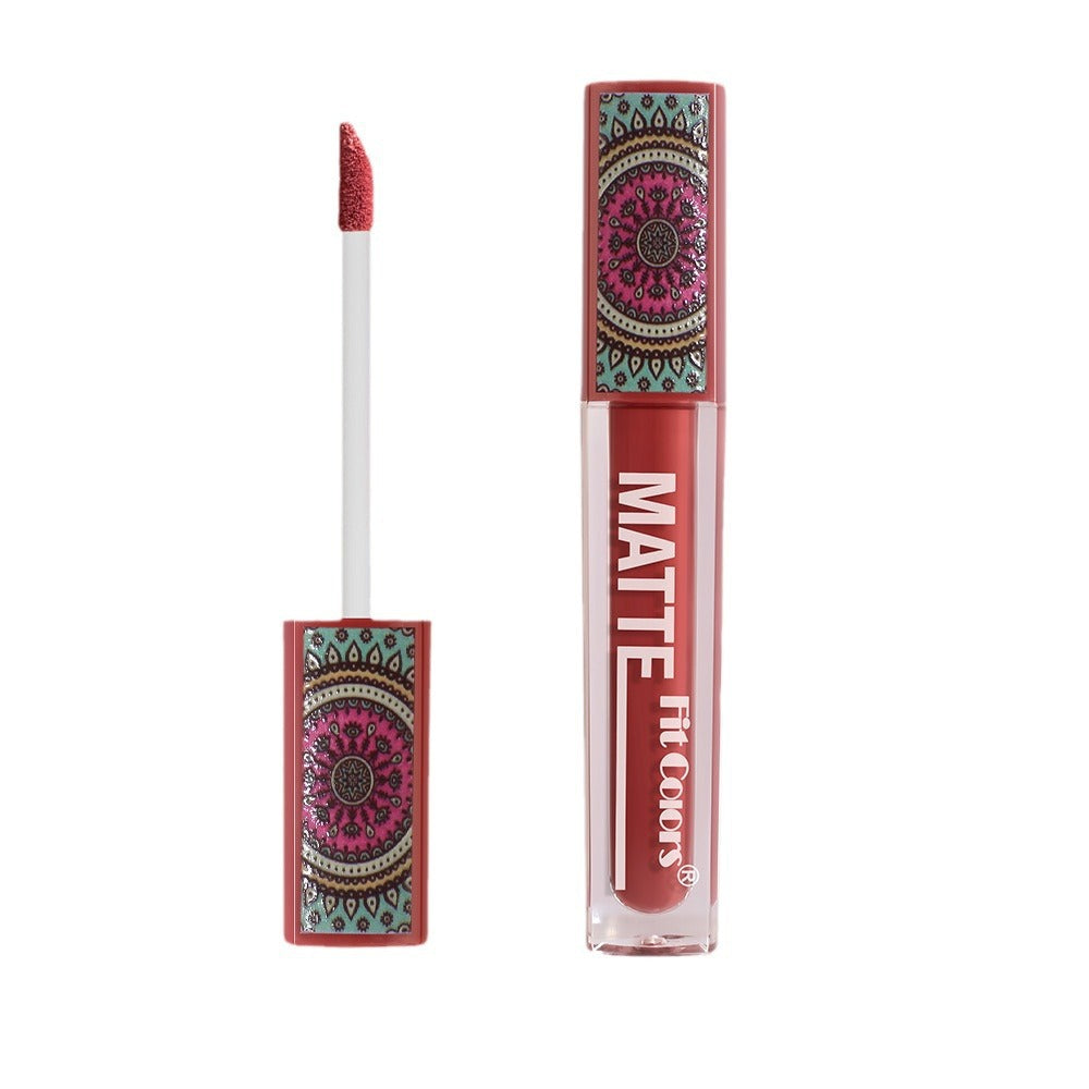 Bohemian Style Lip Lacquer Matte No Stain On Cup Kaleidoscope Lip Gloss Velvet Lipstick