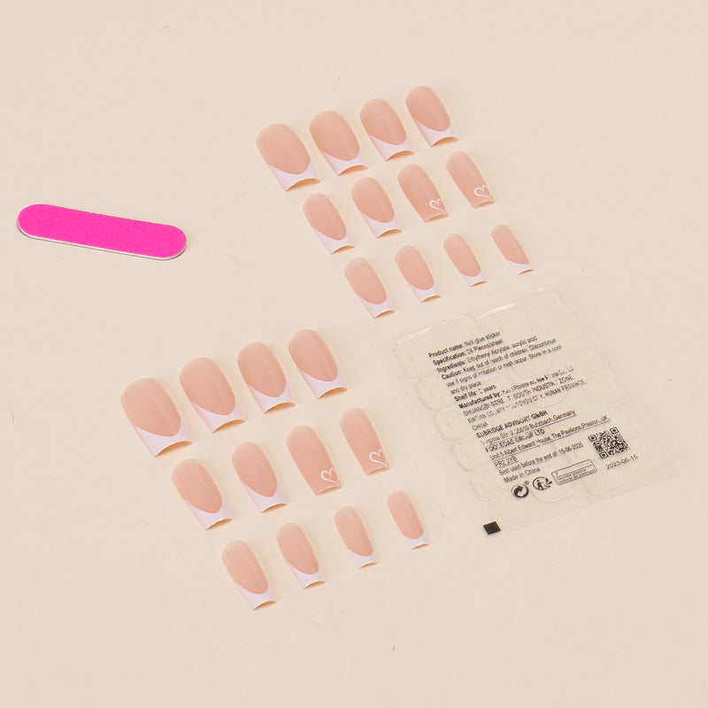 Women's White Edge Love Sweet Nail Patch