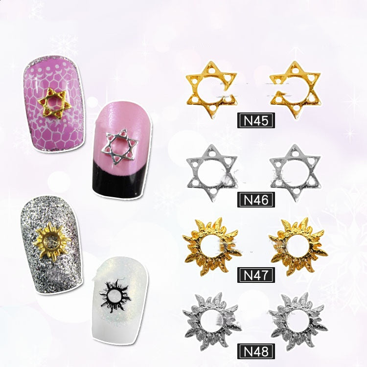 Hollow Hexagon Metal Nail Art Decorations