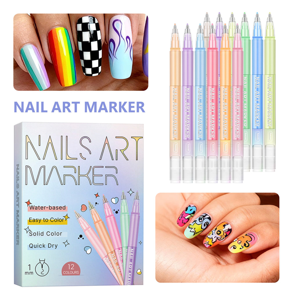 Painted Graffiti Nail Art Marker Highlighter And Outline Graffiti Pen Set