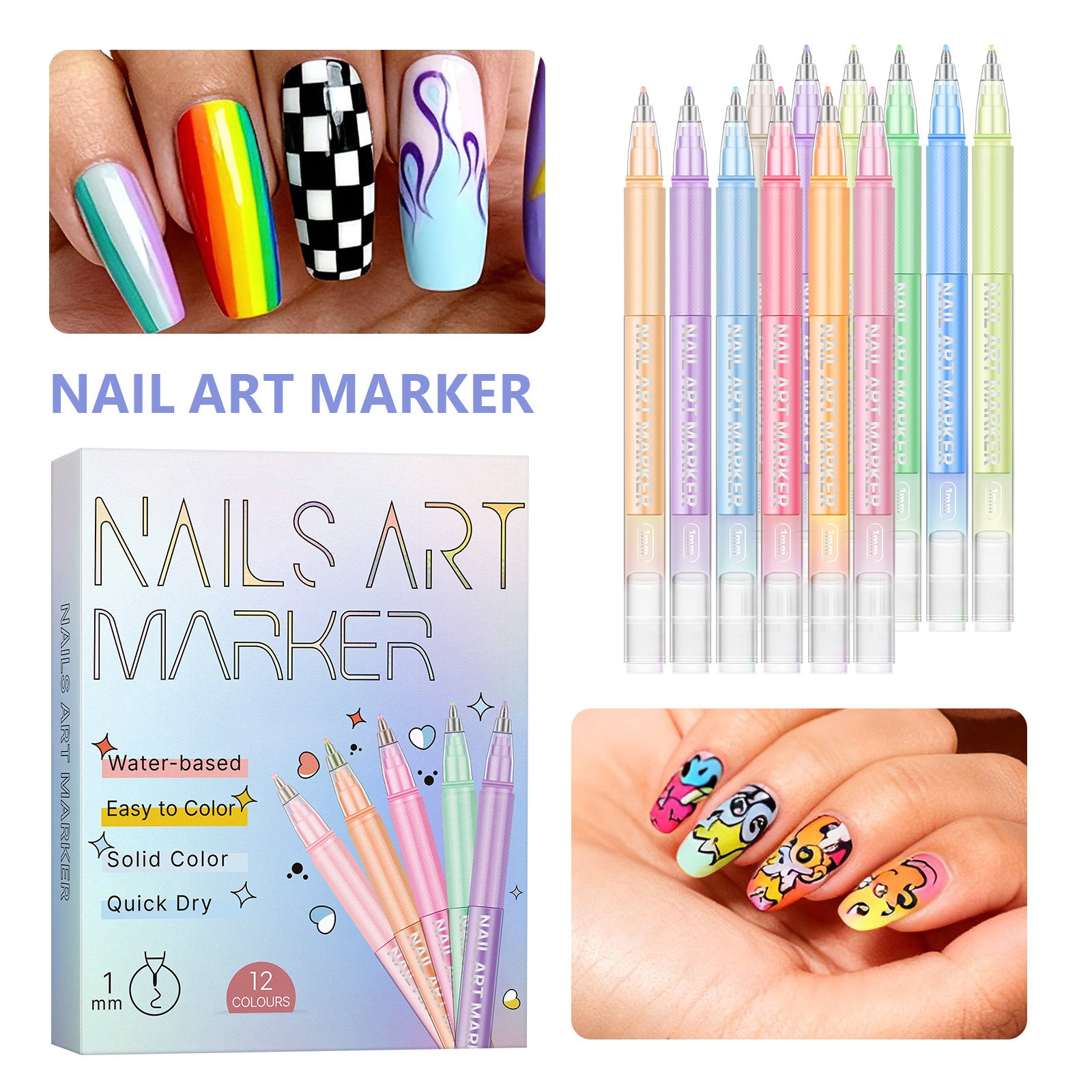 Painted Graffiti Nail Art Marker Highlighter And Outline Graffiti Pen Set